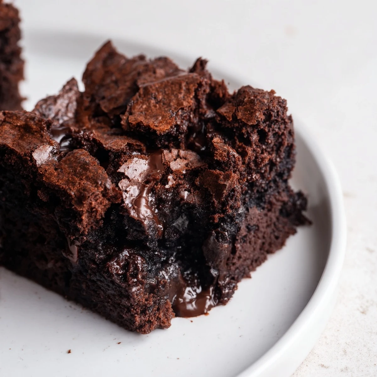 A warm, fudgy chocolate brownie square, perfectly textured, ready for a dessert craving.