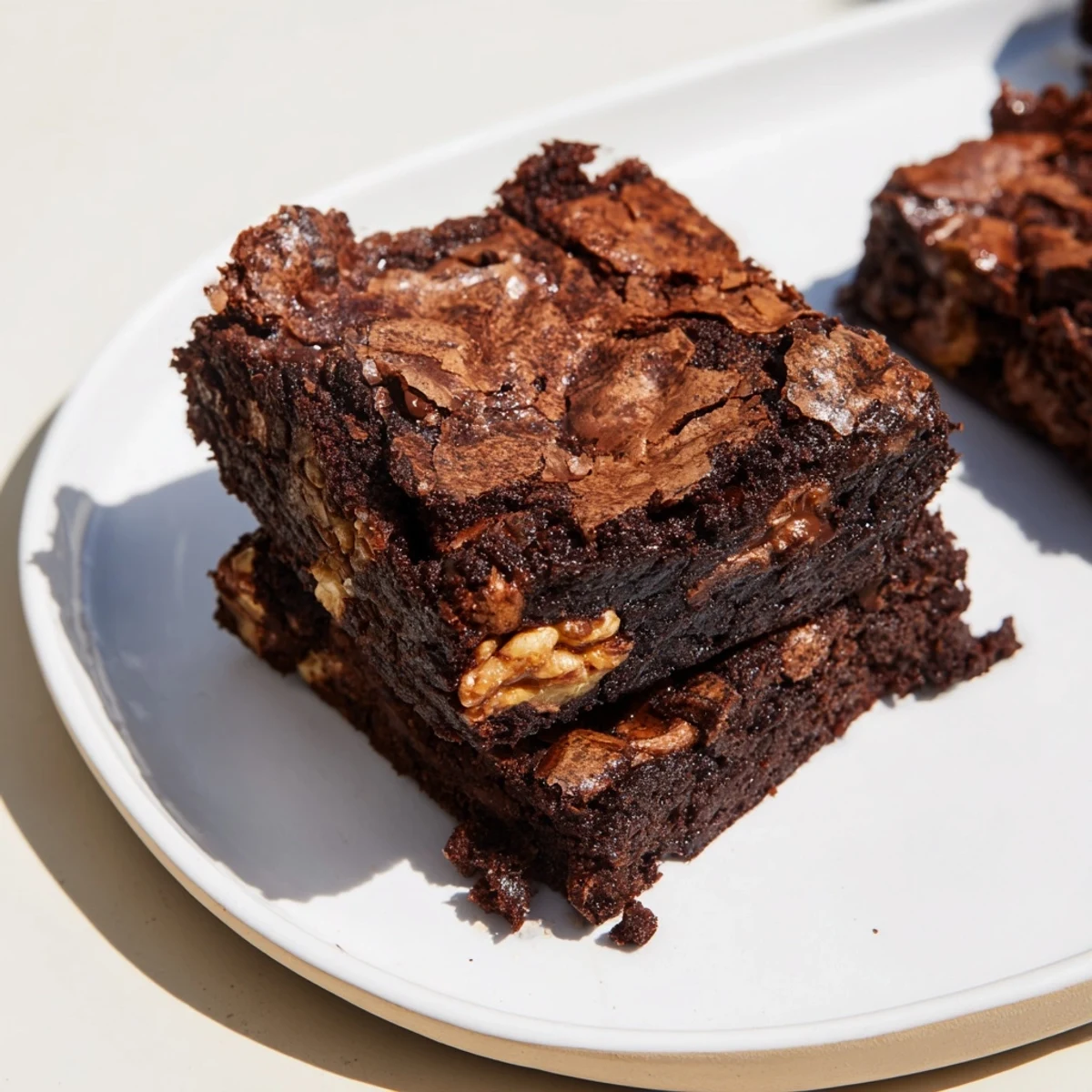 Here are the three ALT text descriptions for the image of Chocolate Fudge Brownies: