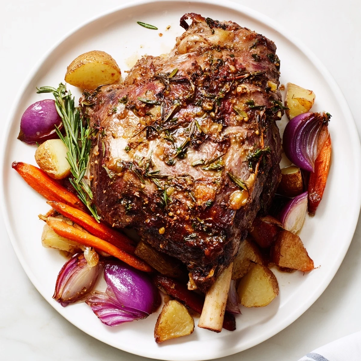 This delicious roasted lamb shoulder recipe features perfectly caramelized root vegetables alongside.