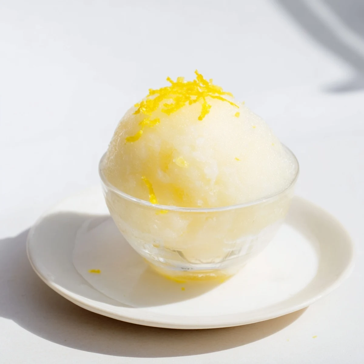 A photo of vibrant, refreshing lemon sorbet, perfect as a tangy palate cleanser.