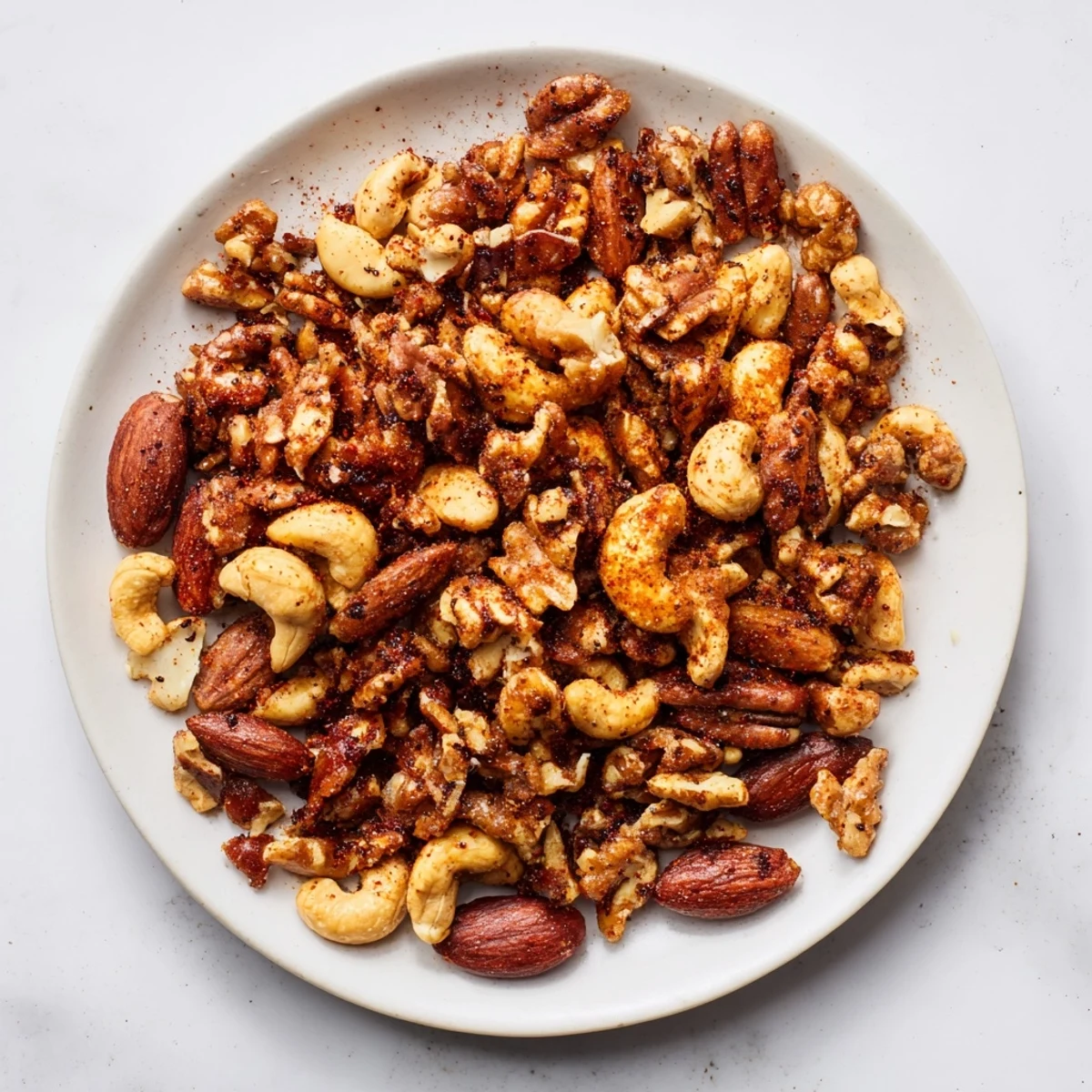 A beautiful handful of roasted mixed nuts; a healthy and delicious party appetizer.