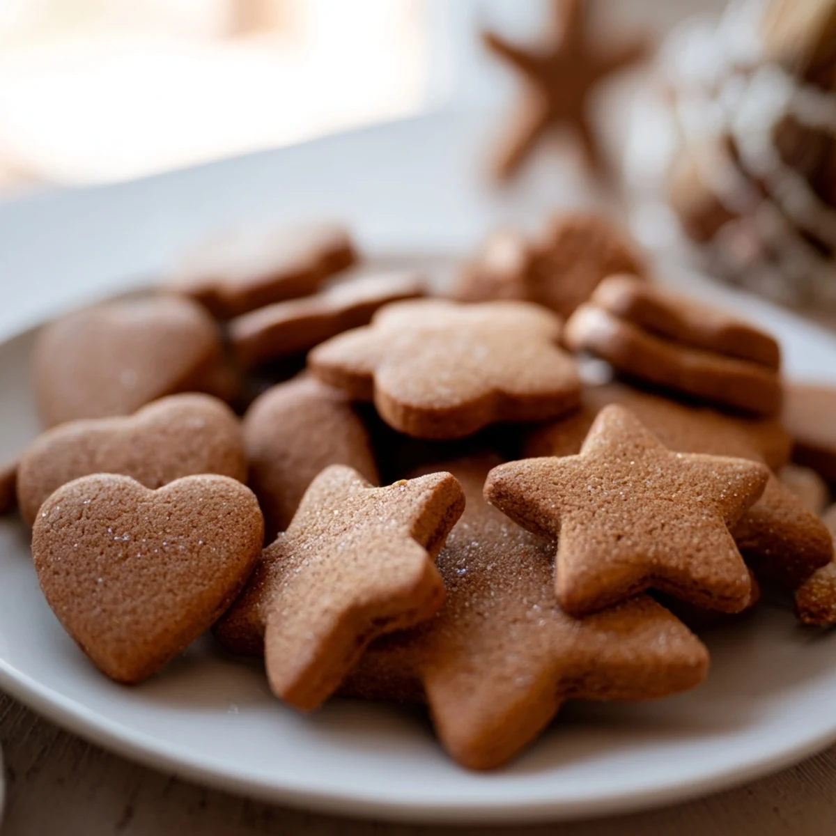 Close-up of freshly baked gingerbread dough cookies, perfect for holiday baking and sharing.