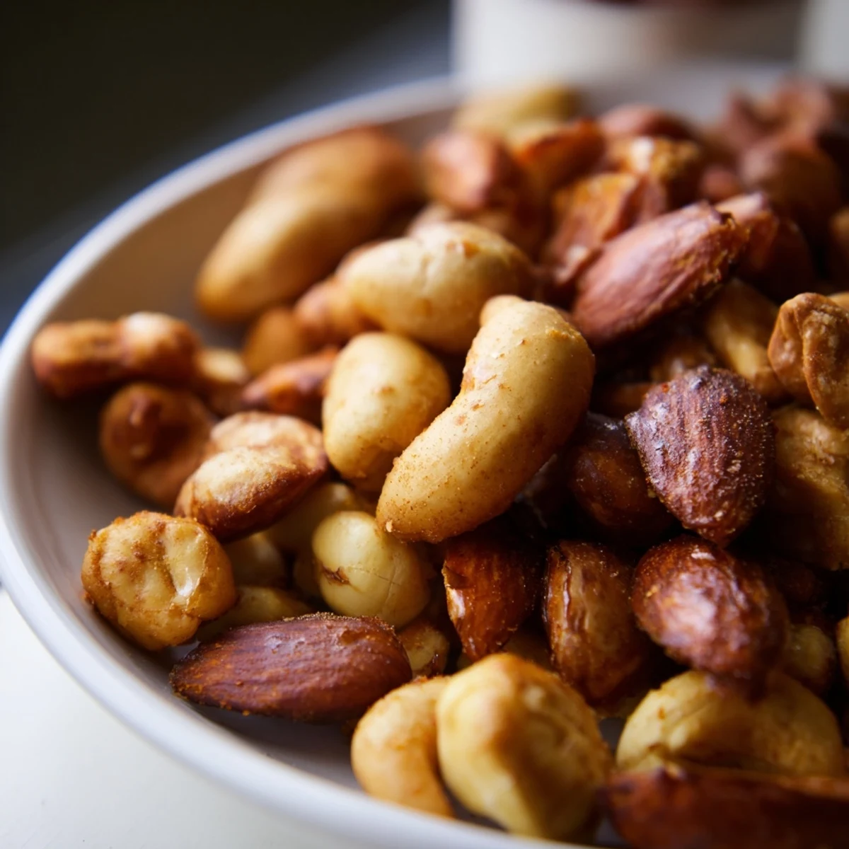 Savory Mix Nut recipe: a bowl filled with crunchy, flavorful nuts ready to enjoy.