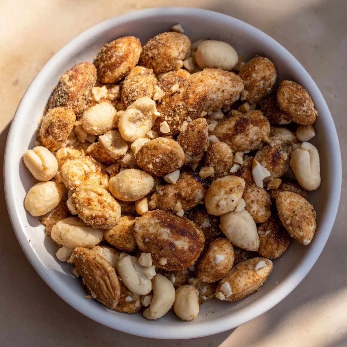 Homemade Mix Nut snack, featuring roasted almonds, cashews, and pecans in a tempting mix.