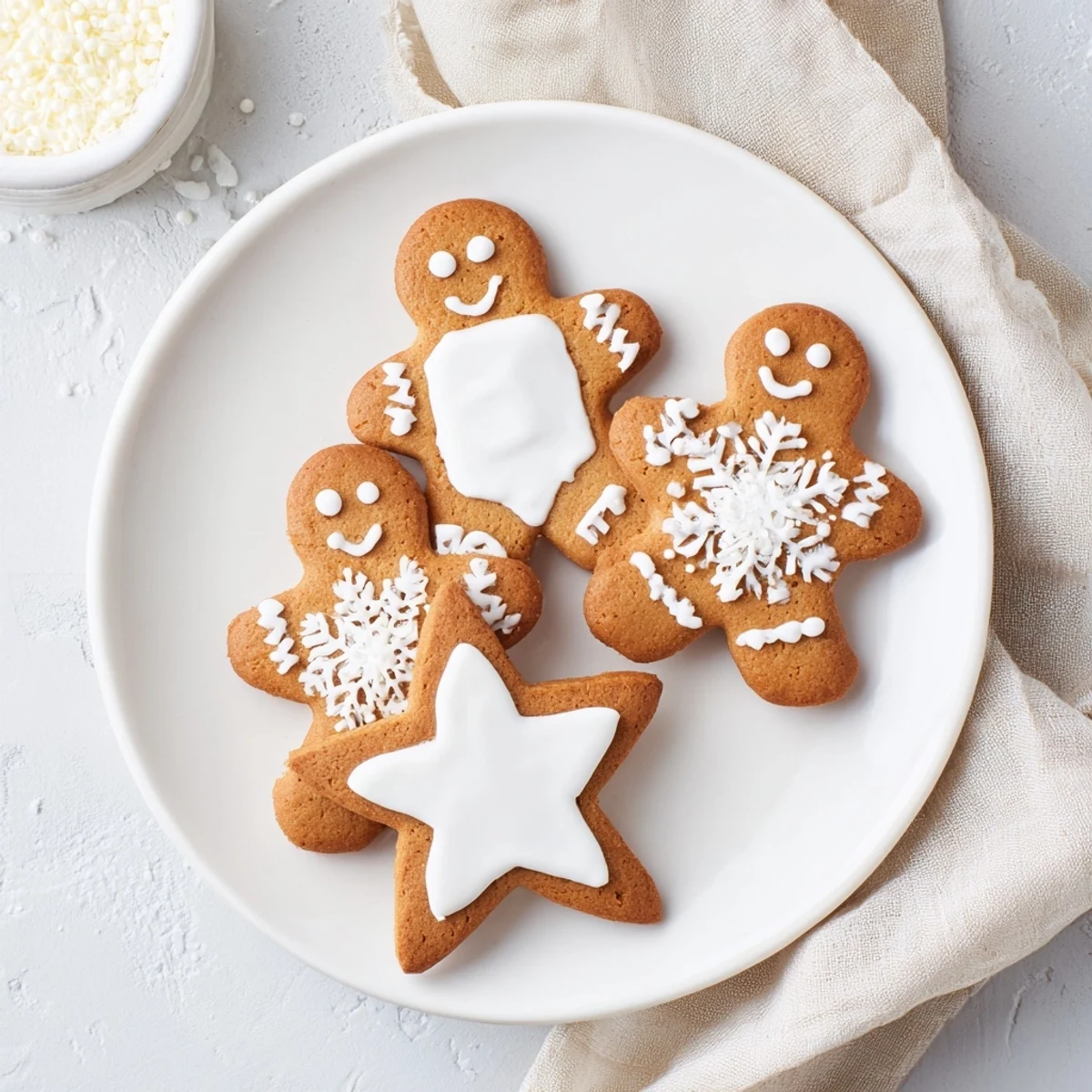 Festive cutout gingerbread, showing intricate shapes and enticingly crisp edges, perfect for sharing.