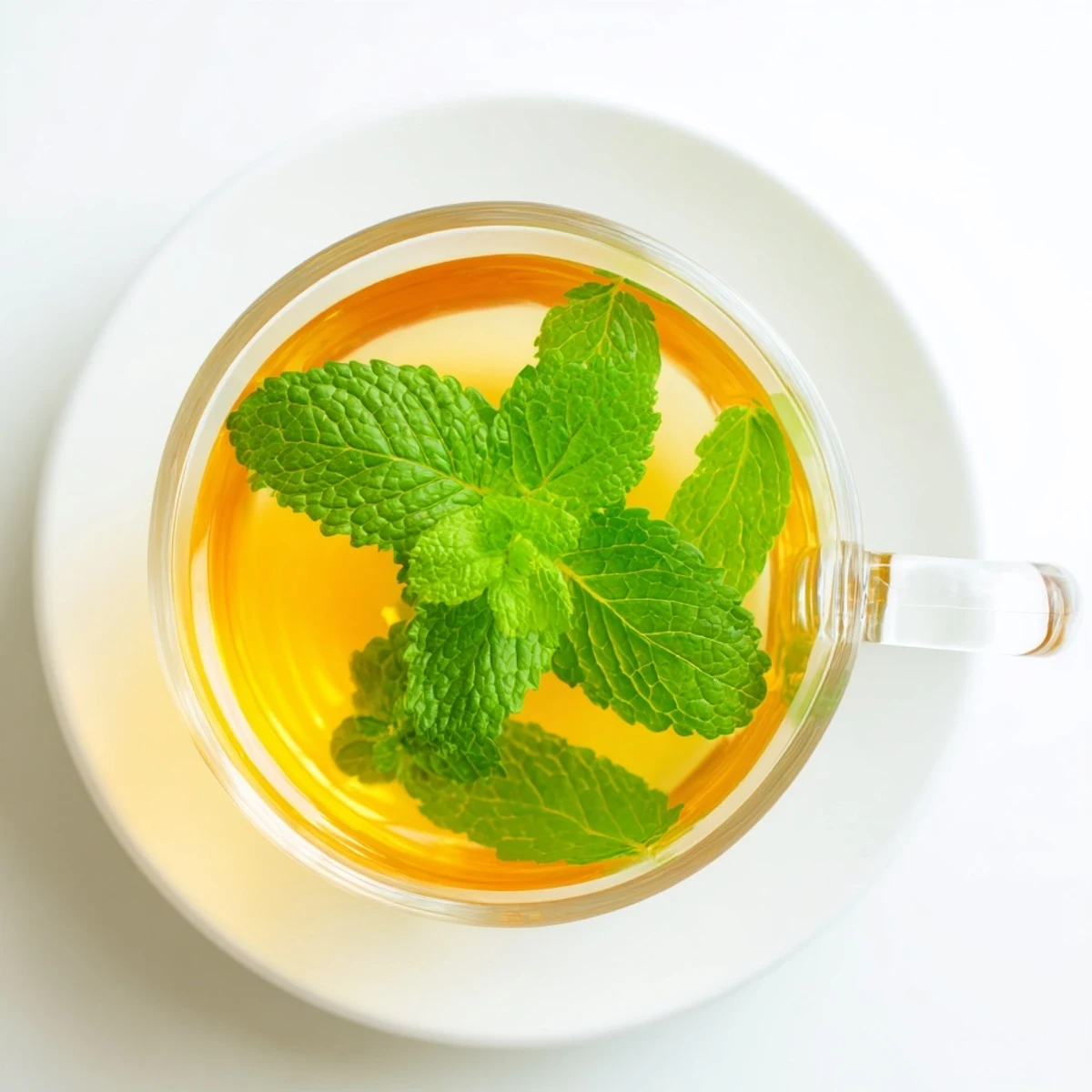 Aromatische Pefferminze Tee mit Honig, dampfend heiß serviert in einer eleganten Tasse.