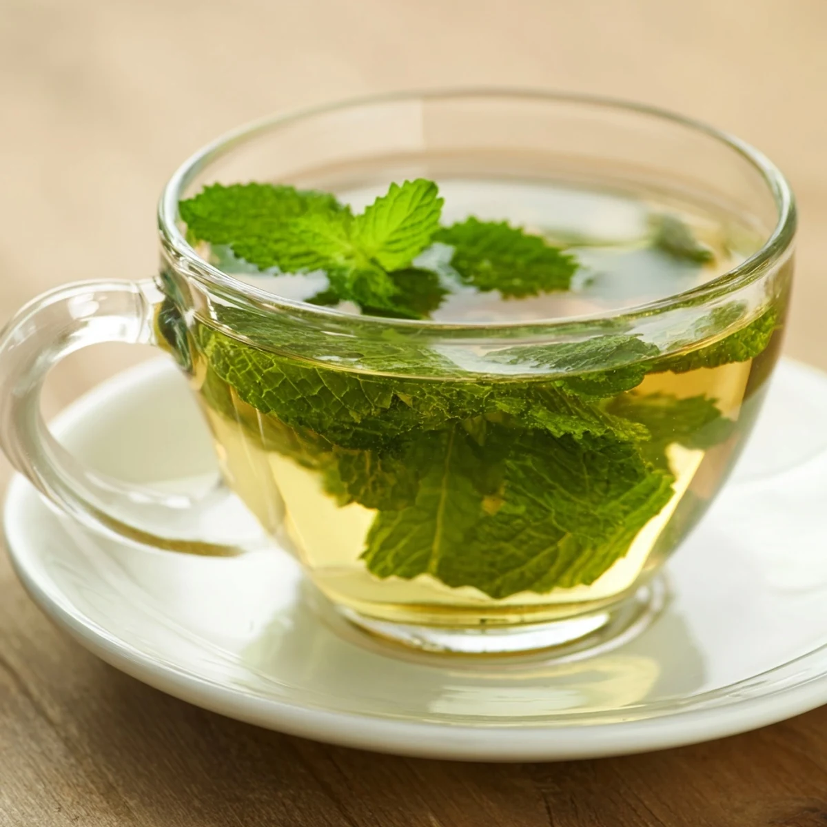 Erfrischender Pefferminze Tee mit Honig, dampft und verströmt sein wohltuendes Aroma.