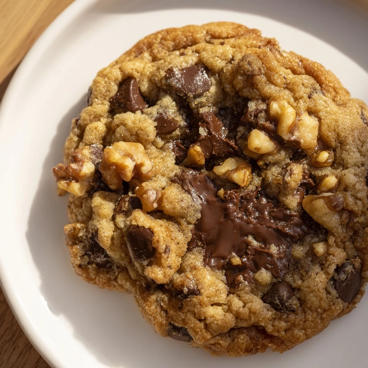 Golden, freshly baked chocolate chip cookies piled, ready for a delicious, sweet dessert bite.