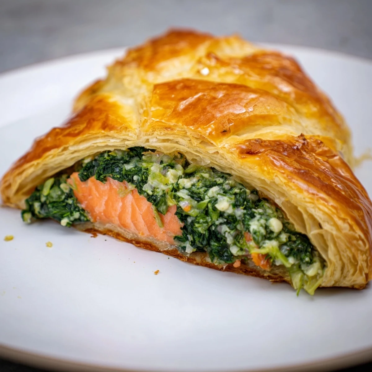 Lachs Blätterteig mit Spinat