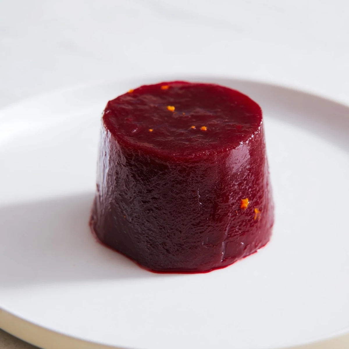 A photo of homemade cranberry sauce, showing its sweet-tart, vibrant red color.