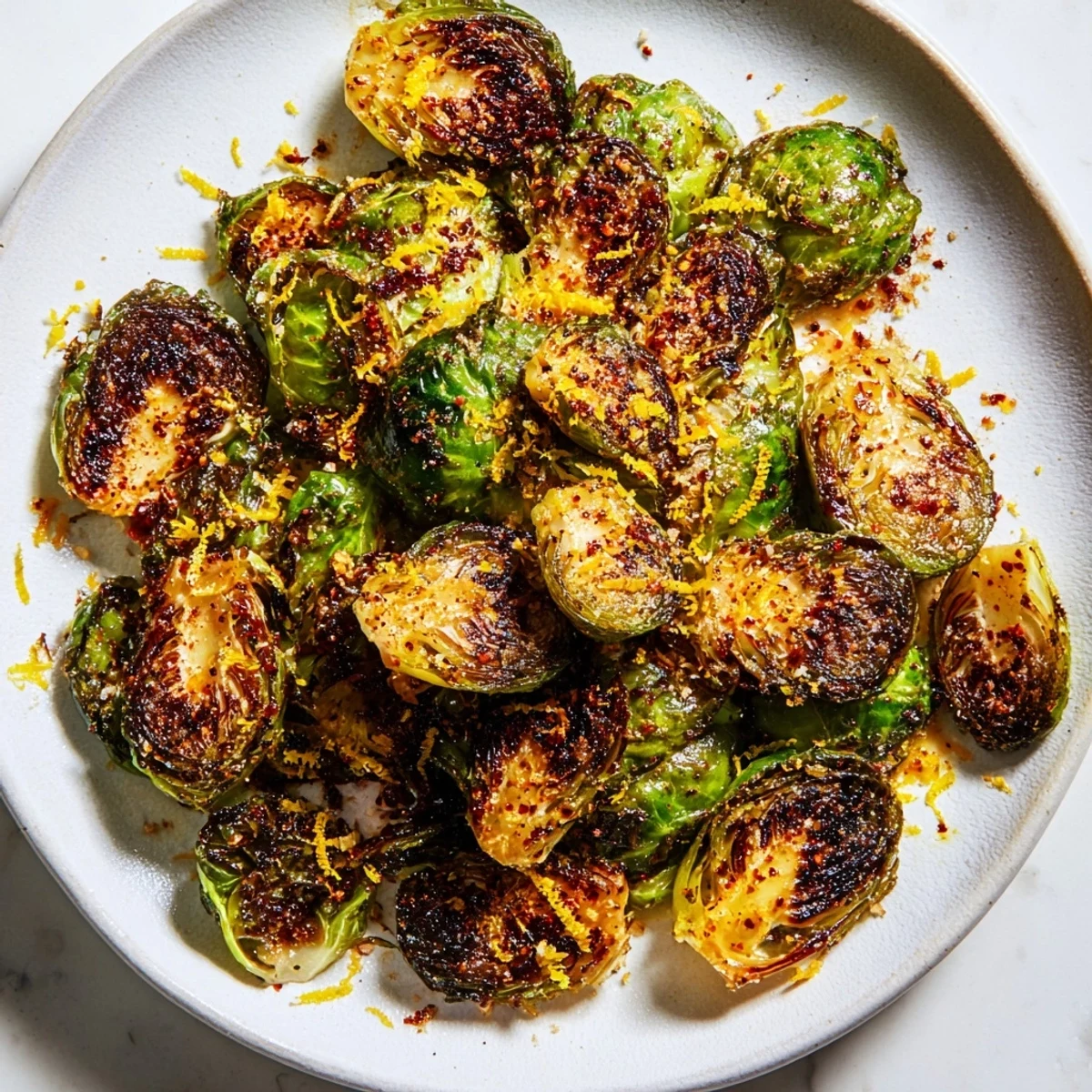 Crispy, golden-brown roasted Brussels sprouts, a delicious and easy side dish for dinner tonight.