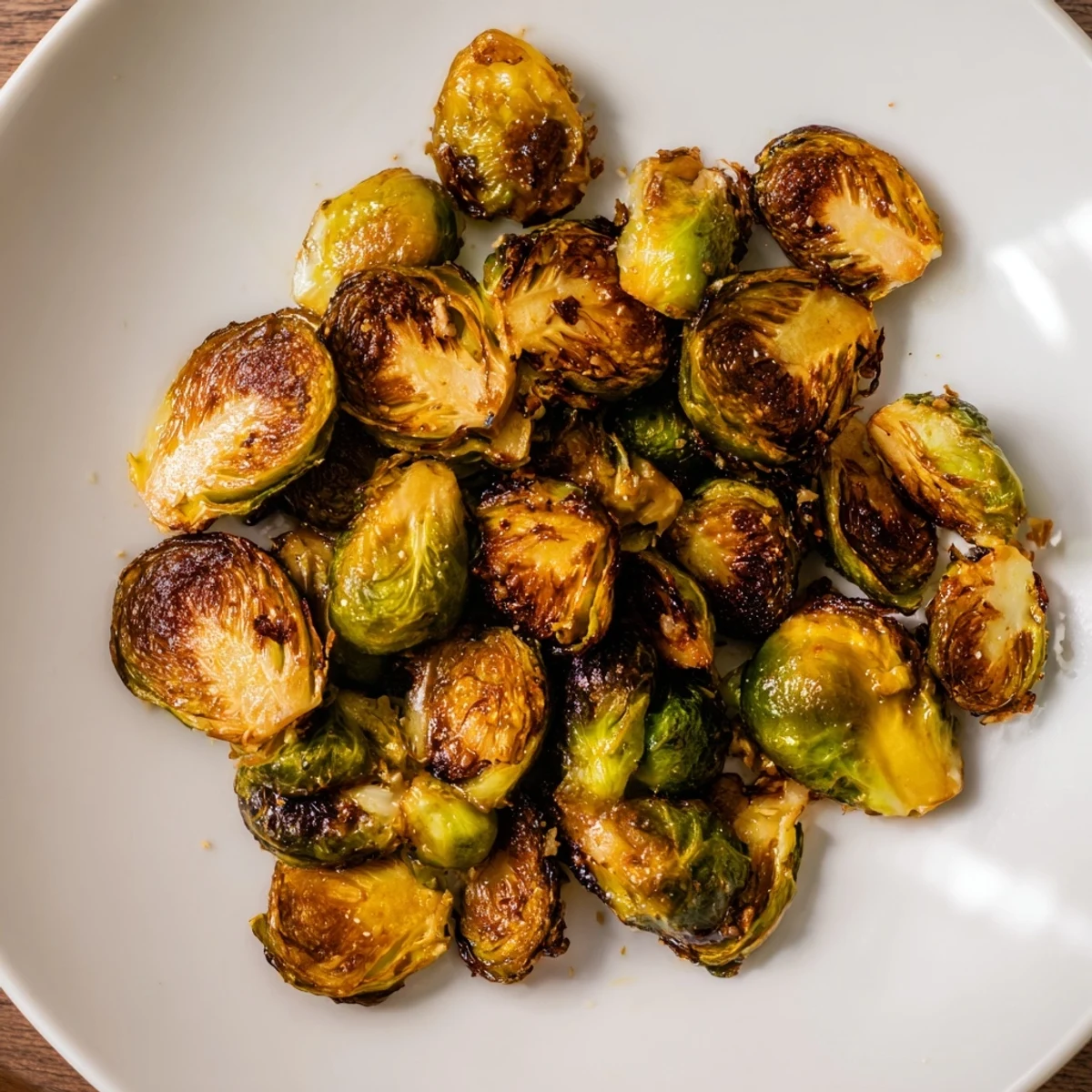 Golden-brown, crispy Roasted Brussels Sprouts with Honey, a delightful side dish, ready to savor.