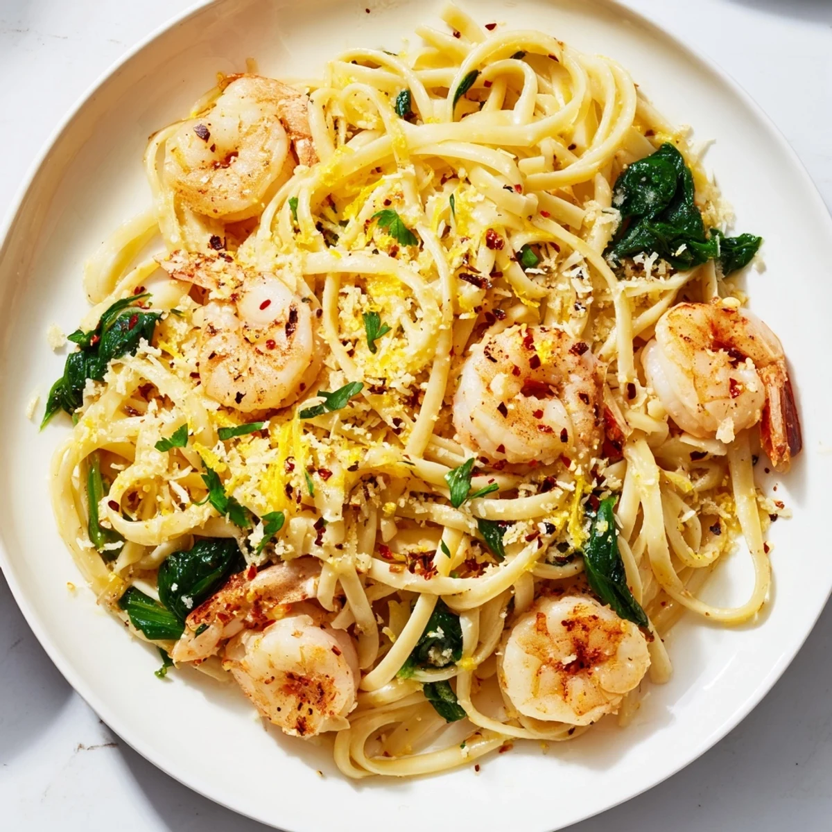 Zitrone Knoblauch Garnelen Pasta