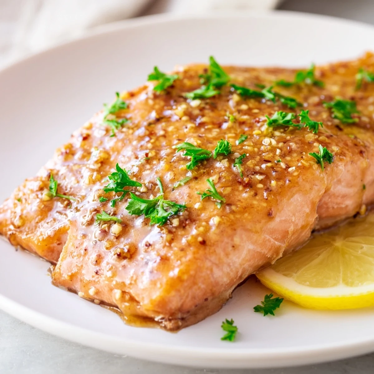 Flavorful Baked Salmon with Maple Glaze, perfectly cooked and brushed with a sweet maple sauce.