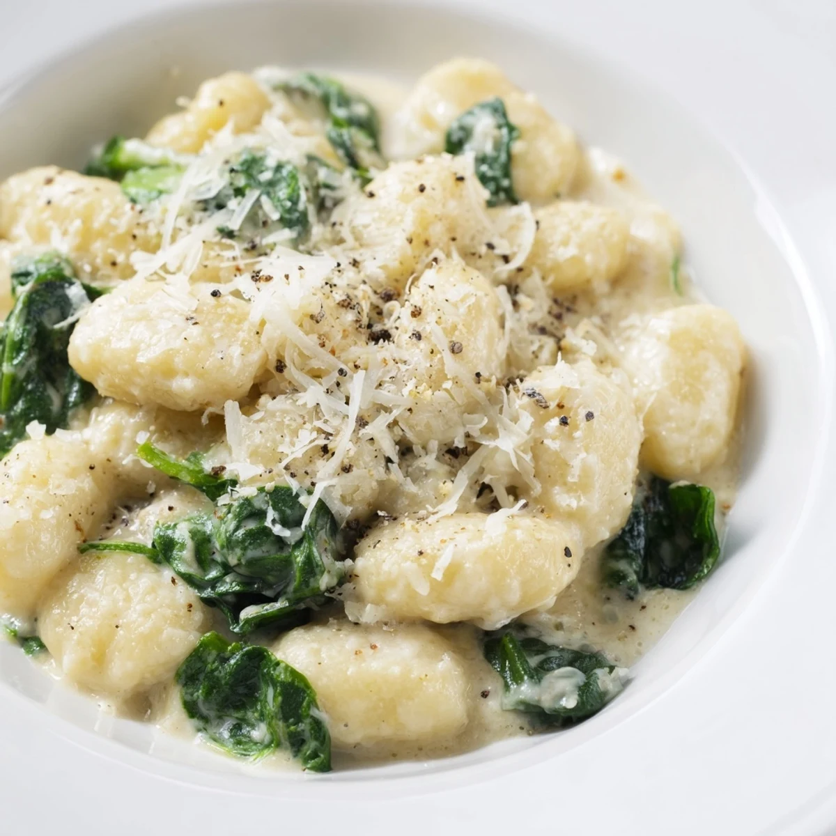 Creamy gnocchi with spinach, a comforting dish of tender pasta in a rich, creamy sauce.