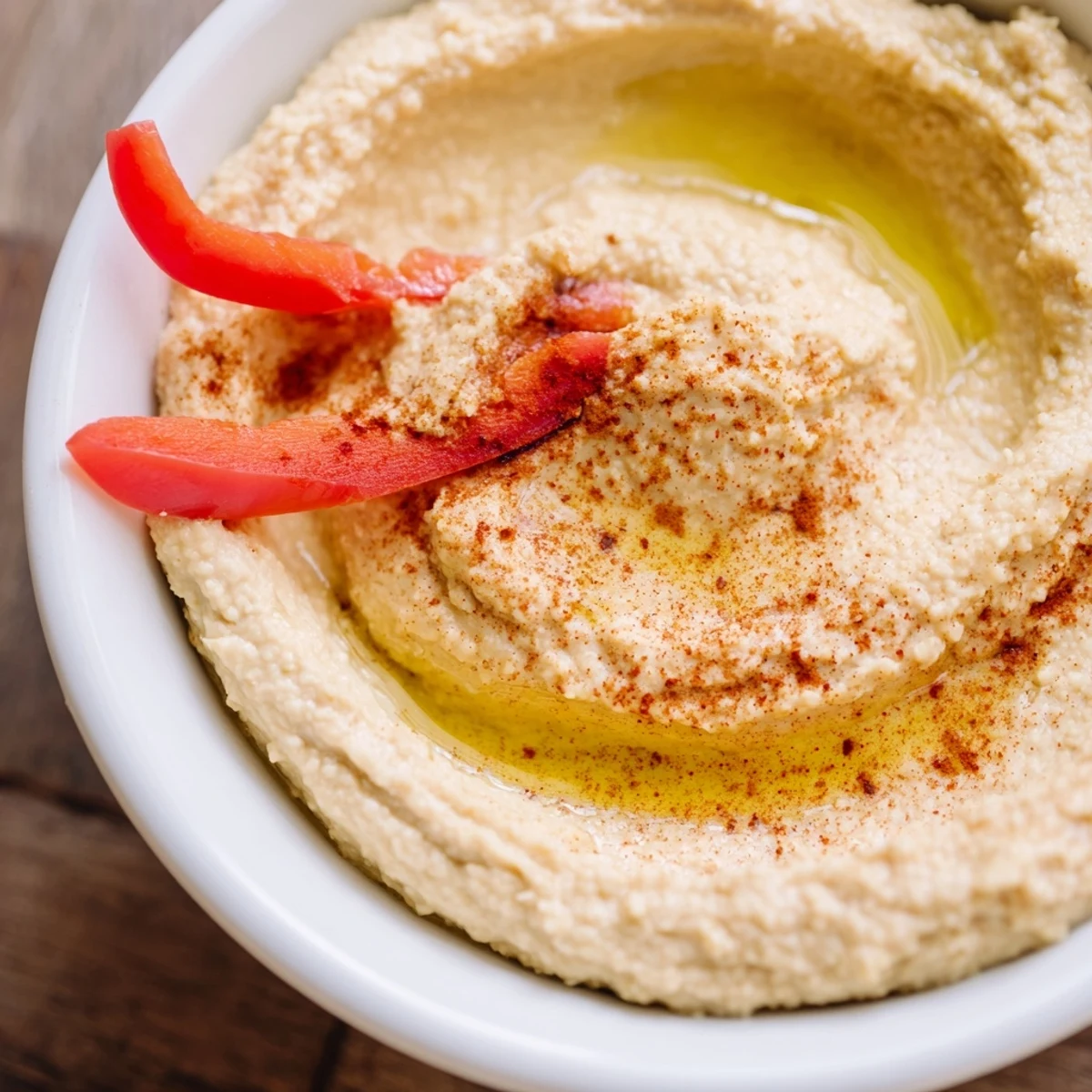 Cremige Classic Hummus mit bunten Karotten-, Gurken- und Paprikasticks für den Crunch.