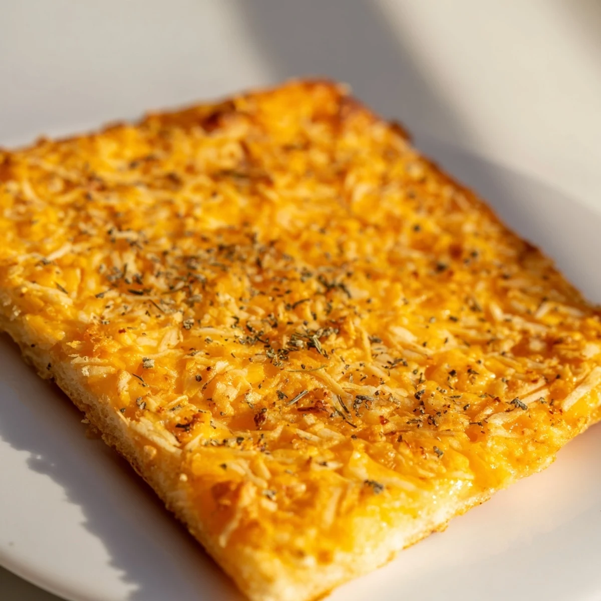 Goldene Savory Cheese Snack auf einem Pergamentblech gebacken mit Kräutern bestreut