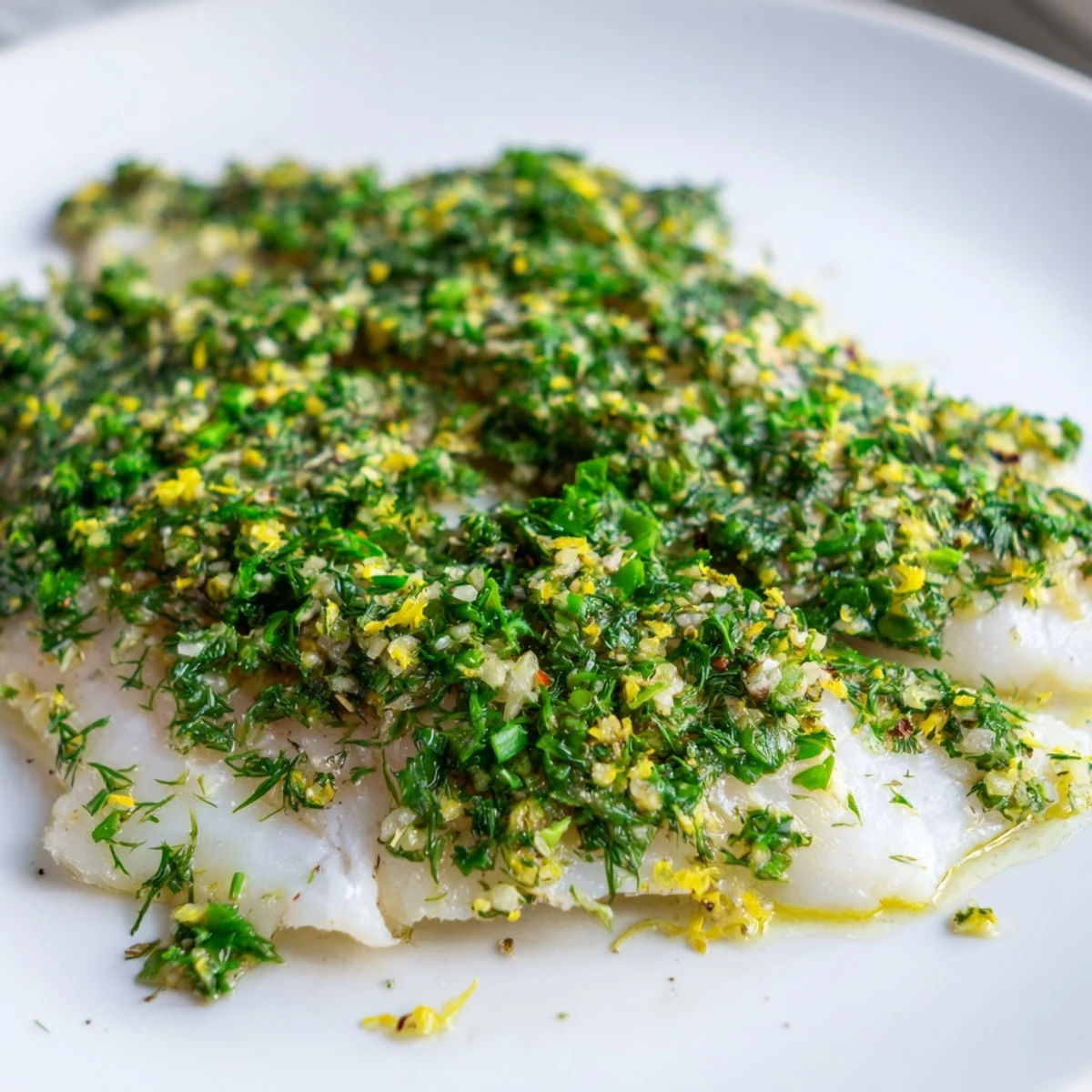 Zu Baked Tilapia mit Kräutern gebacken, serviert mit Zitronen und frischem Dill.