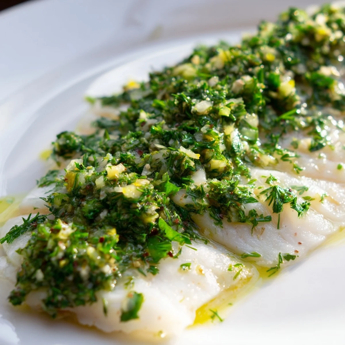 Bunte Baked Tilapia mit Kräutern, warm vom Blech mit Olivenöl beträufelt.