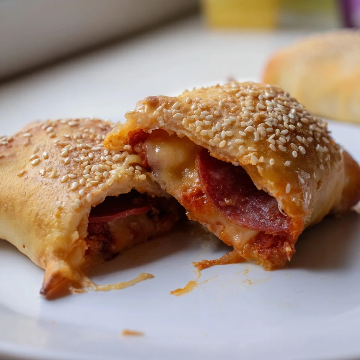 Goldbraune Super Bowl Pizza Rolls mit peppigem Tomatensauce und halalem Salami serviert fürs Fan-Event.