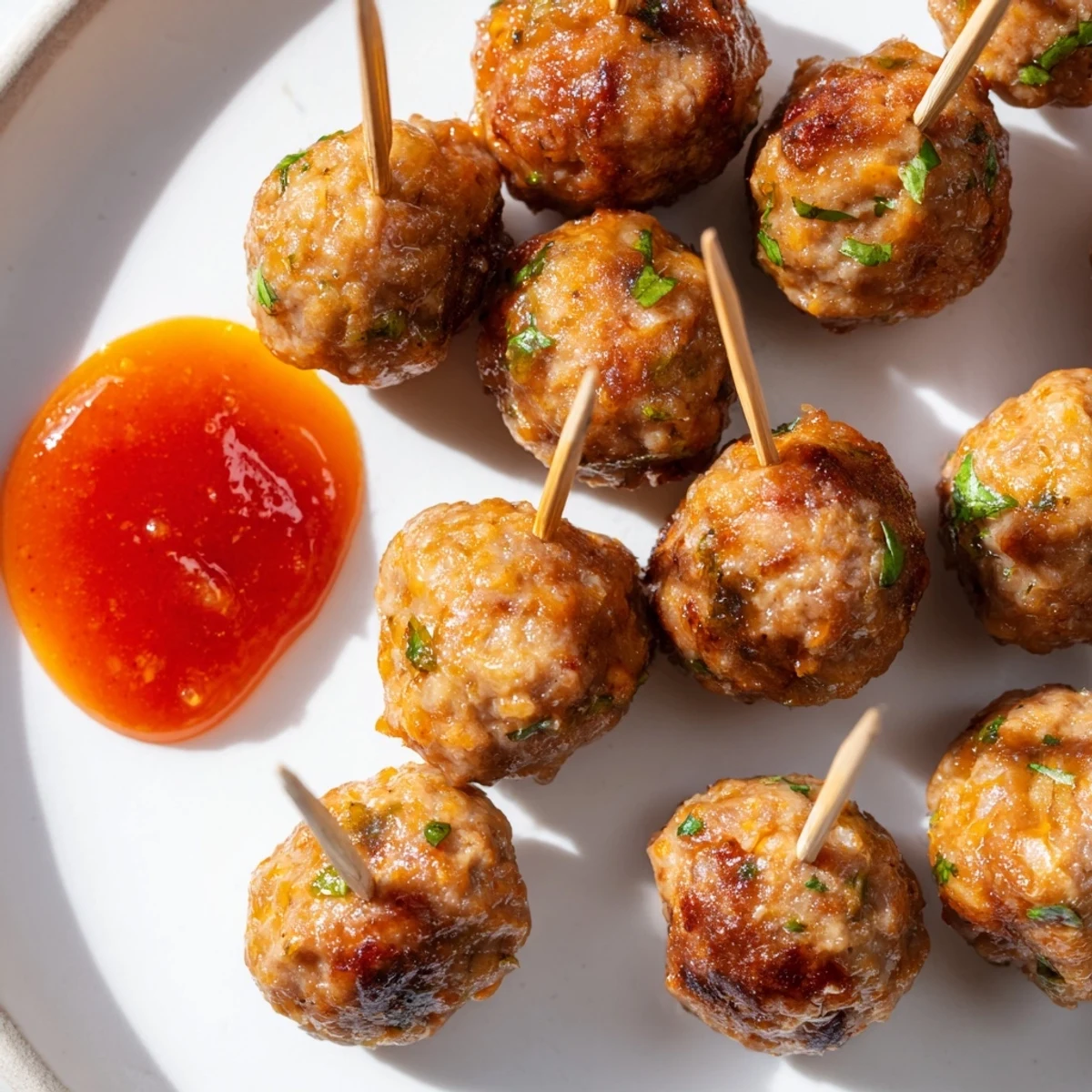 Golden baked Turkey Appetizer Meatball Bites on a serving platter, ready for guests to enjoy.
