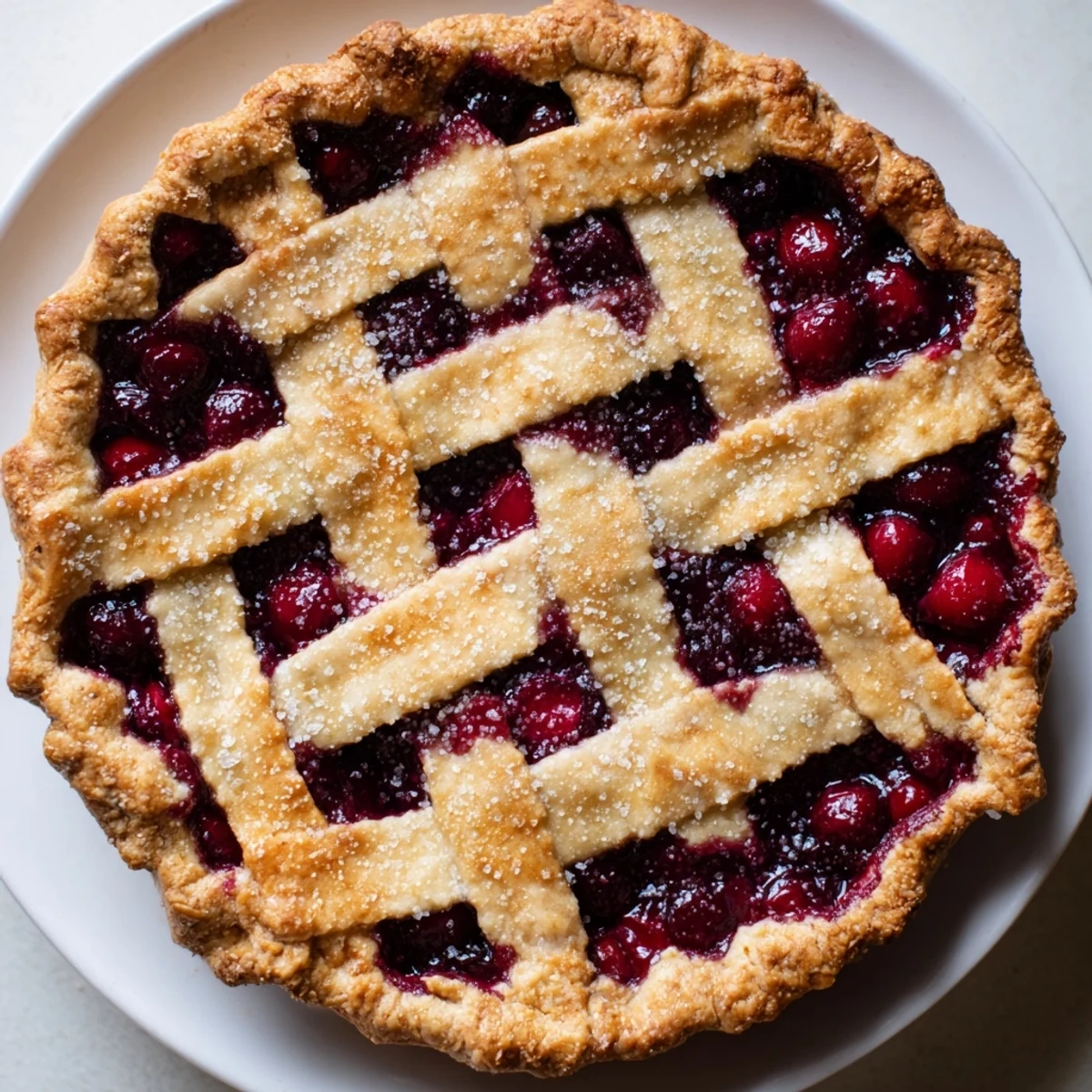 Freshly baked Sweetheart Cherry Pie radiates warmth beside a scoop of vanilla ice cream on a pastel plate.
