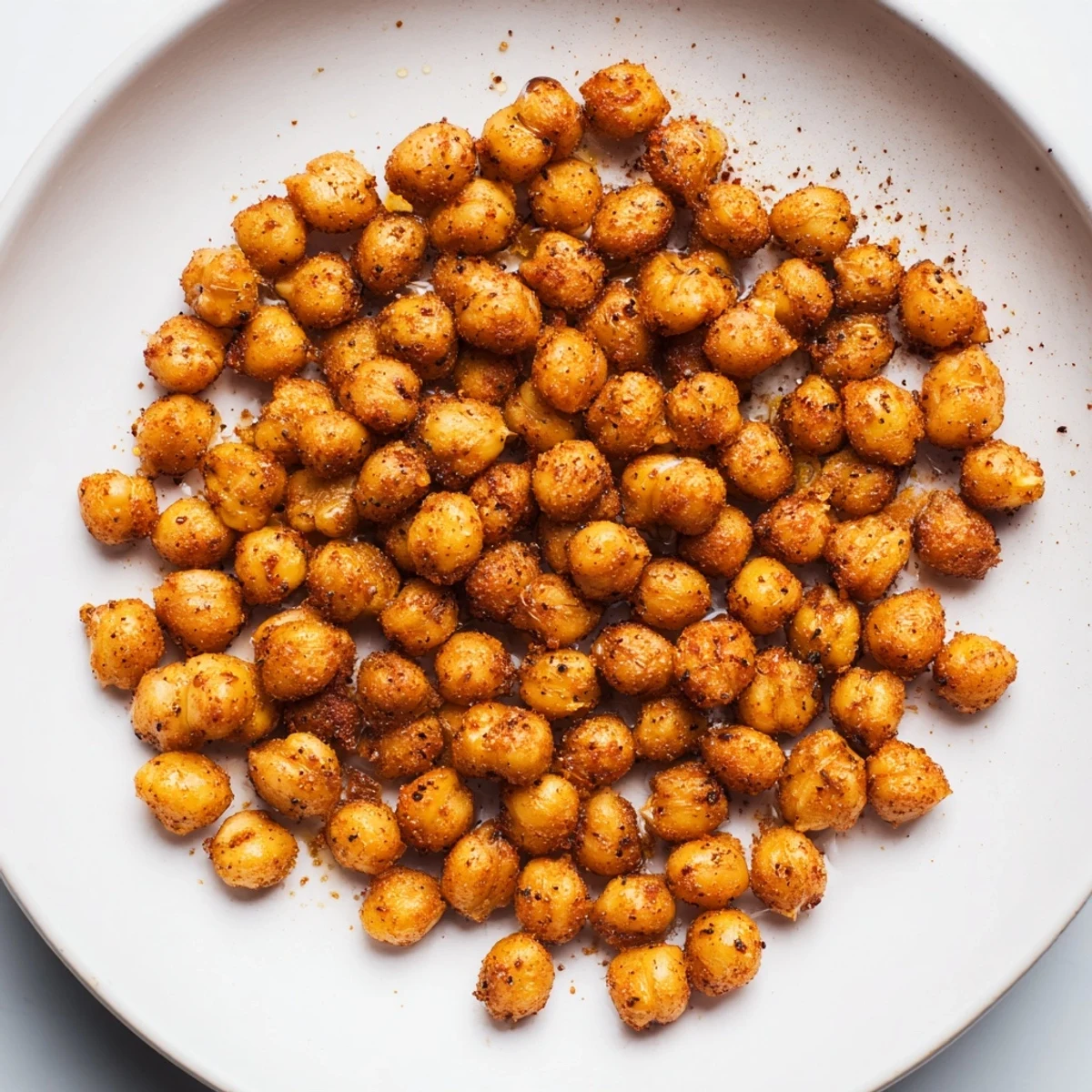 Cajun Spiced Roasted Chickpeas duften würzig aus dem Ofen und glänzen mit Paprika.