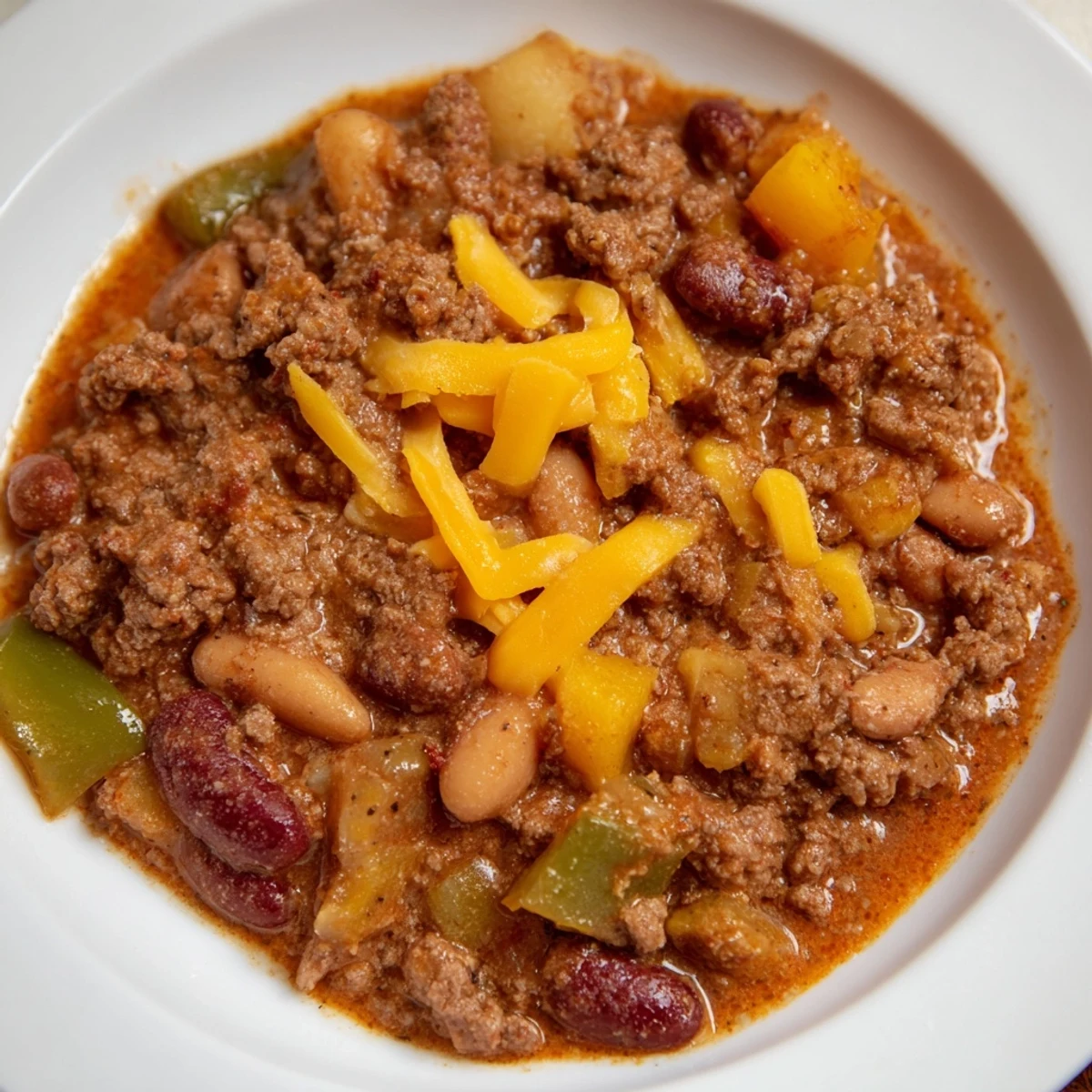 Serving of Tailgate Beef Chili with Beans in a game day stadium cup, ready for a crowd.