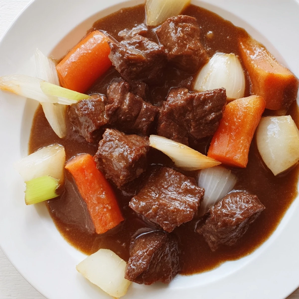 Beef Stew with Root Vegetables garnished with fresh parsley, showcasing colorful turnips and rutabaga in a cozy kitchen setting.