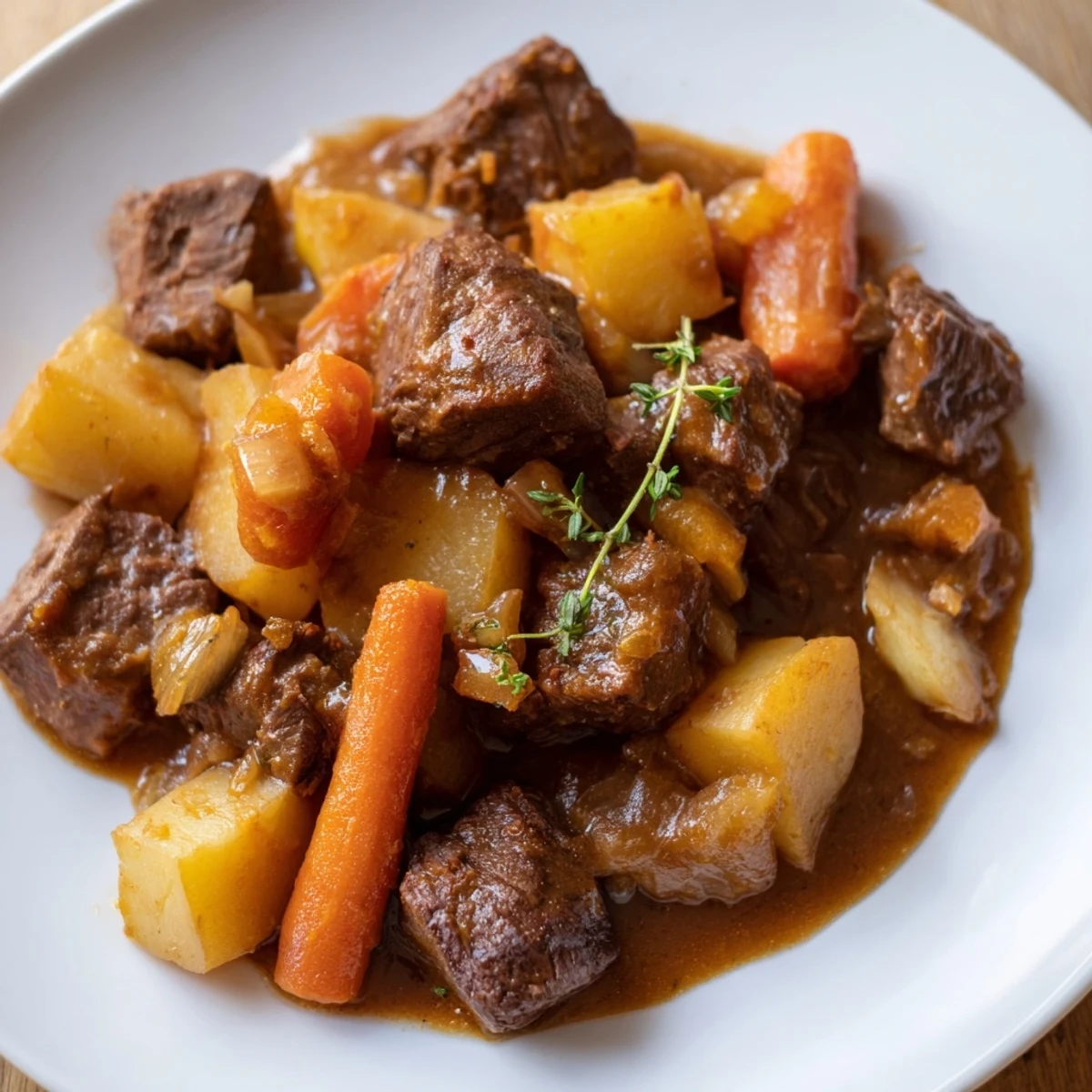Imagedesertes "Beef Stew with Root Vegetables and Herbs" in einem Topf