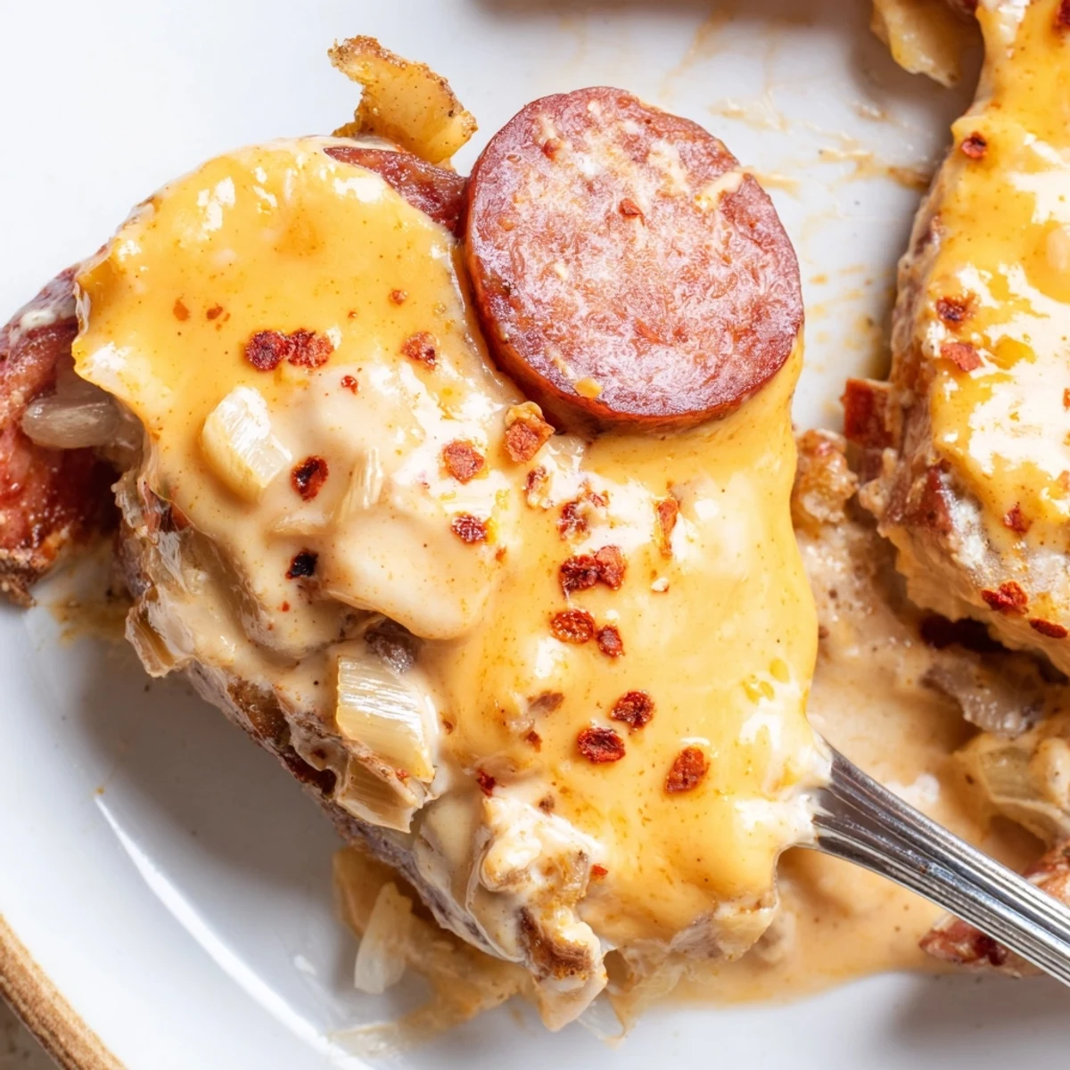 Slow Cooker Scalloped Potatoes Kielbasa mit cremigem Käsesauce und geschichtetem kielbasa