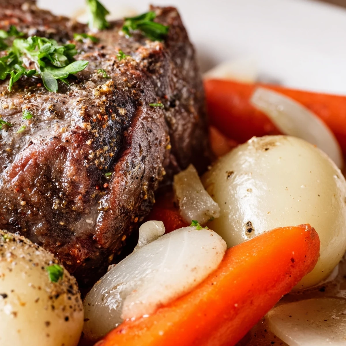 Zartes Rindersteak und butterige Kartoffeln im Slow Cooker für ein herzhaftes Abendessen