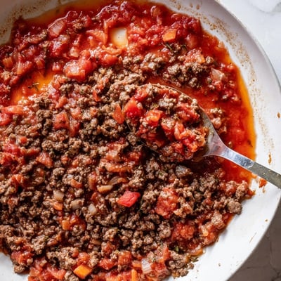 Fragrant Classic Savory Beef Mince, a hearty, rich stew of ground beef and vegetables.